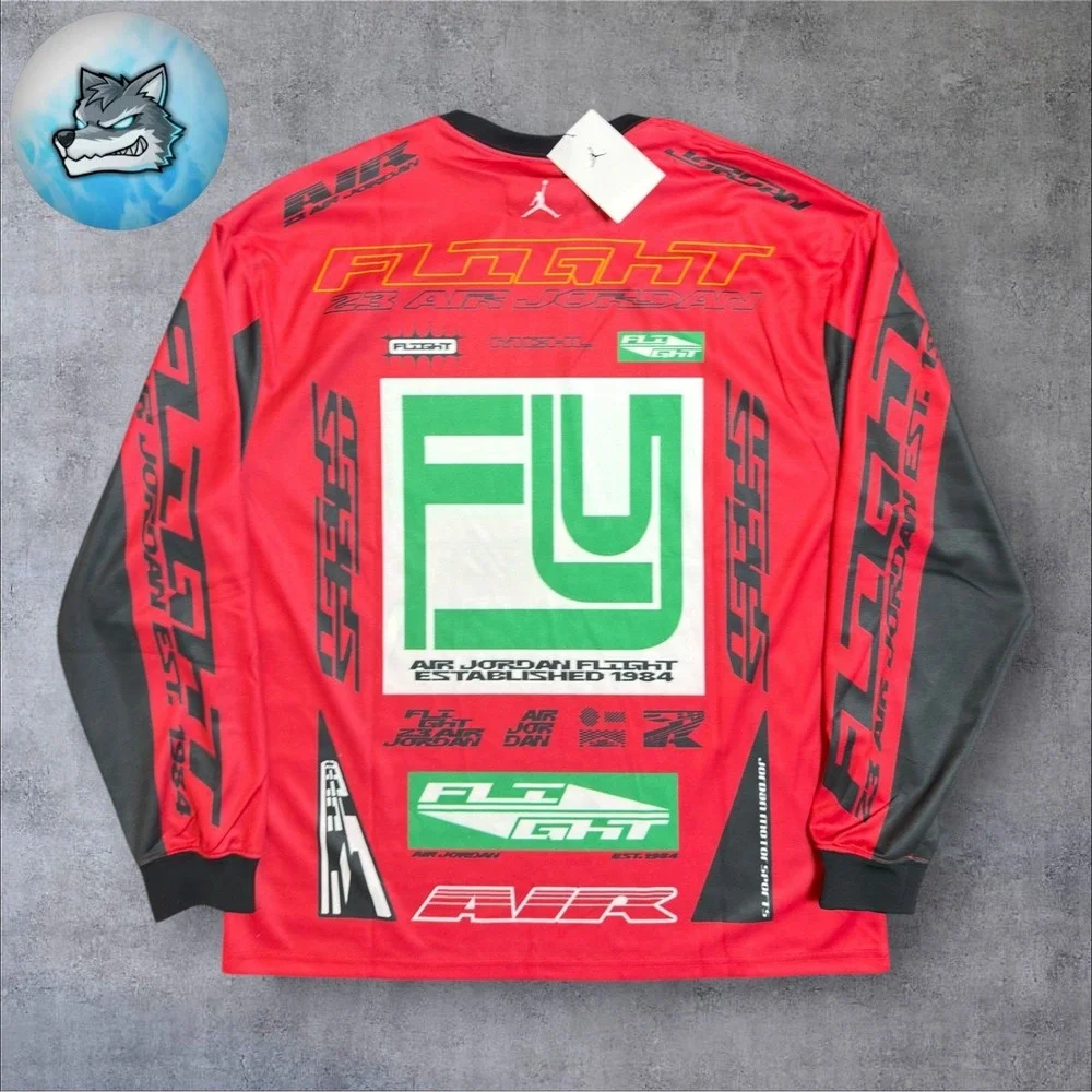Nike Air Jordan Racing Motocross Dri-Fit Long Sleeve Shirt Mens Med FV7239-687